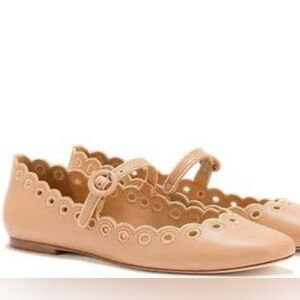 Larroudé Blair Broderie Scalloped Mary Jane Flats - size 9 or 39